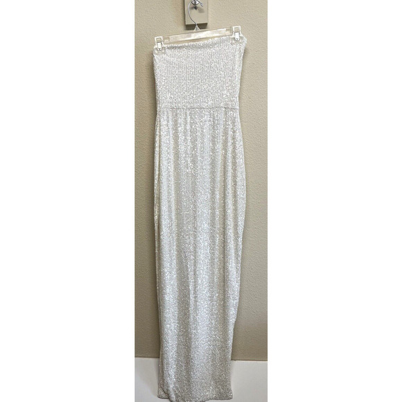 NOOKIE White Sequin Liberty Gown Size L Floor Length Cocktail NEW - Picture 2 of 13